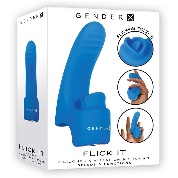 Vibrator cu varf cu limba, Gender X, 9 viteze, impermeabil, 13.6x8.1x3.8cm
