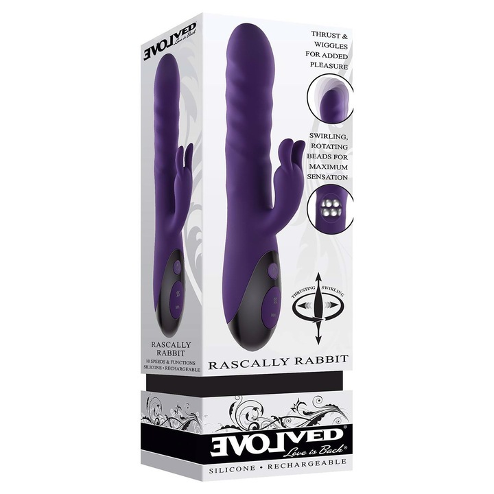 Вибратор Evolved, Тип „Rabbit “, 3 скорости на тласък, 10 скорости на вибрация, Водоустойчив