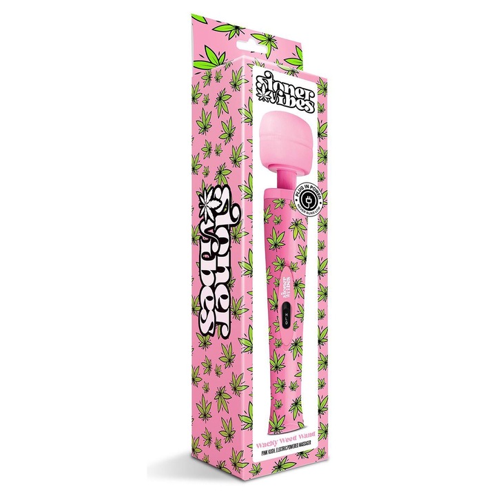 Вибратор STONER VIBES, Принт с канабис, 2 скорости, Многоцветен цвят, 6.3 см