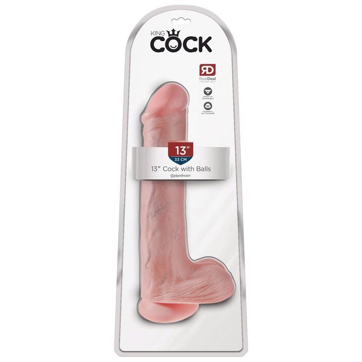 Pipedream King Cock XXL dildó, 33cm, 7cm átmérőjű, tapadókoronggal, strap-on kompatibilis