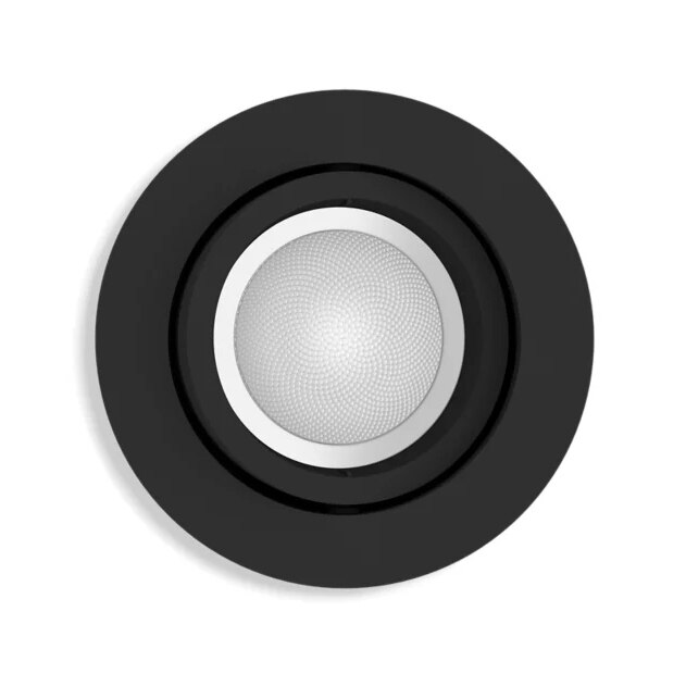 Spot LED RGBW inteligent incastrat Philips Hue Centura, Bluetooth, Zigbee, GU10, 4.2W, 400 lm, lumina alba si colorata (2000-6500K), IP20, Negru, Clasa energetica E