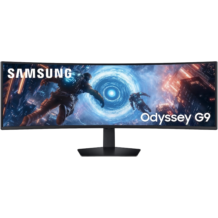 Геймърски монитор с извивка VA Samsung Odyssey G9 LS49FG910EUXEN, 49", DQHD (5120 x 1440), FreeSync Premium Pro, HDR10+ Gaming, VESA DisplayHDR True Black 400, 1ms(GTG), 144 Hz, черен