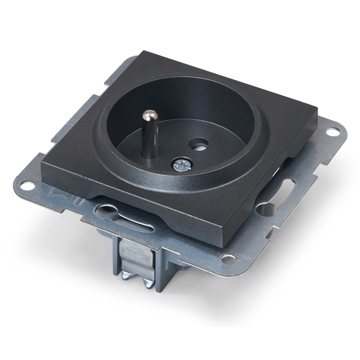 Priza cu stift si obturator, Visio S55, cu inchidere automata, antracit