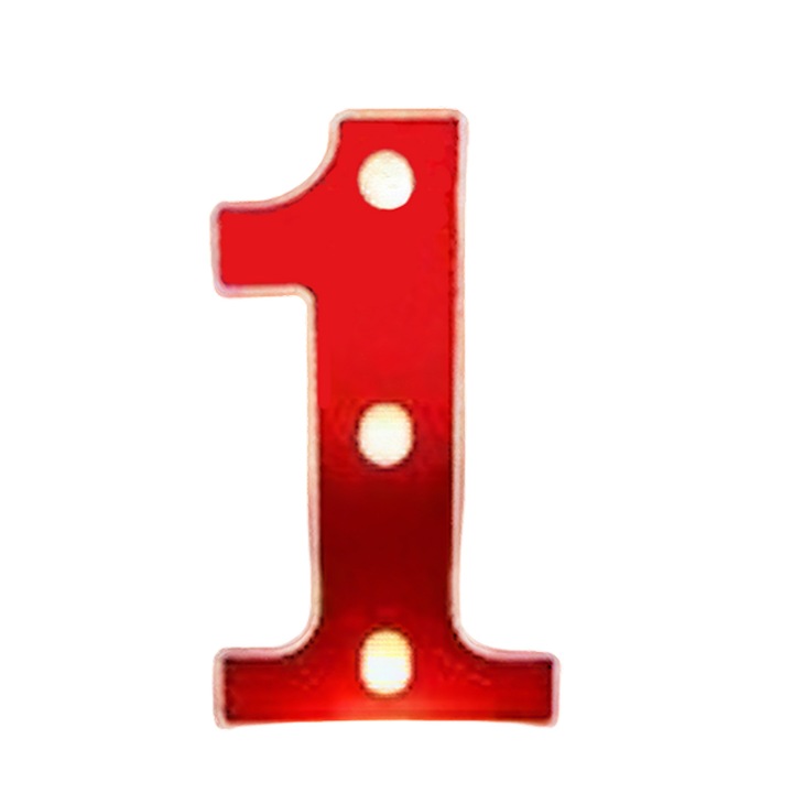 Cifra volumetrica 1 luminoasa LED din plastic Taotigzu, Absolventie Numar decorativ Led, pentru petrecerea de nastere de nunta de lumina de noapte, 16x16cm, rosu, auriu