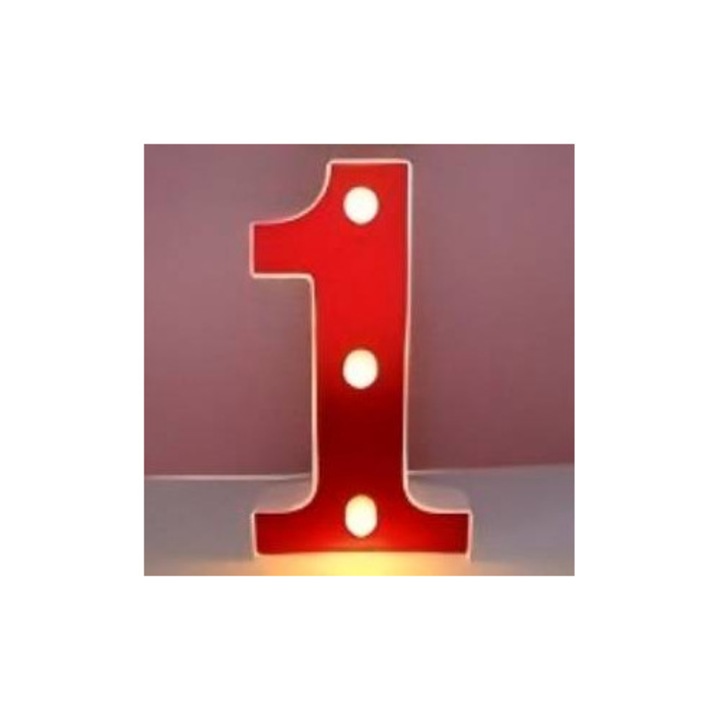 Cifra volumetrica 1 luminoasa LED din plastic Taotigzu, Absolventie Numar decorativ Led, pentru petrecerea de nastere de nunta de lumina de noapte, 16x16cm, rosu, auriu