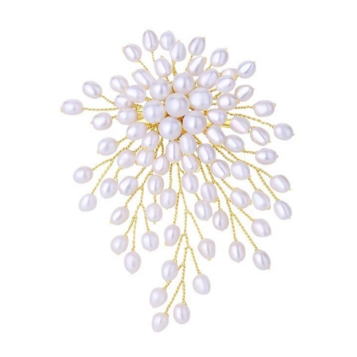 Brosa Fireworks Pearl, alb, 8.7 * 8.7cm