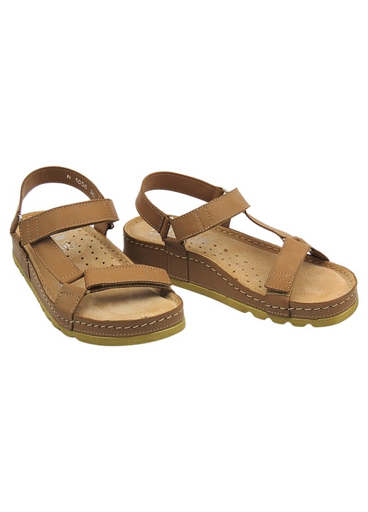 Sandale dama, Nika Komfort, piele naturala, maro, talpa moale