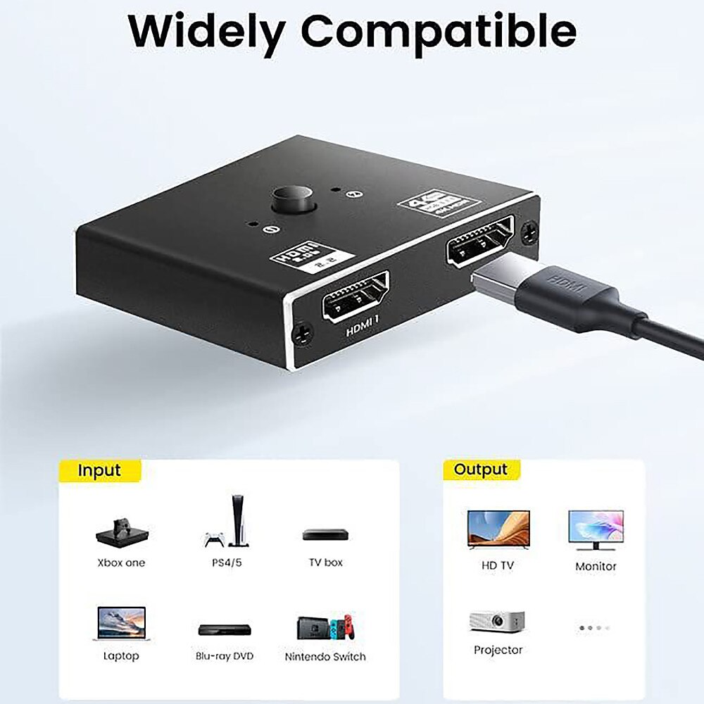 ViewHD 2x1 HDMI Switch - 4K@60Hz Bi-Directional Hub For Gaming & Streaming