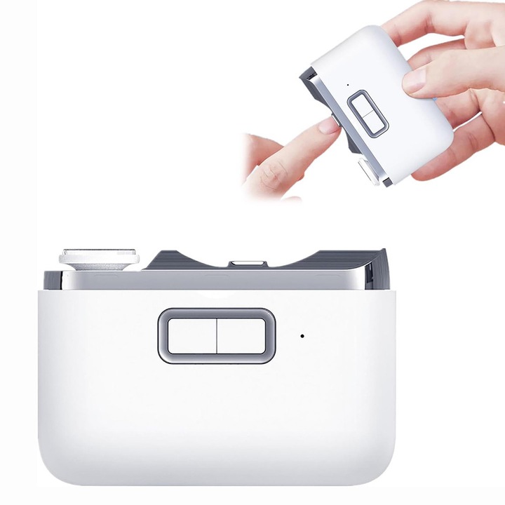Professzionális 2 az 1-ben elektromos körömreszelő, Noonedibs, LED lámpával és forgácstartóval, magas biztonságú és ergonomikus kialakítású, 2 sebességfokozattal, USB töltés, könnyen használható, gyermekek, felnőttek és idősek számára alkalmas, ABS, fehér