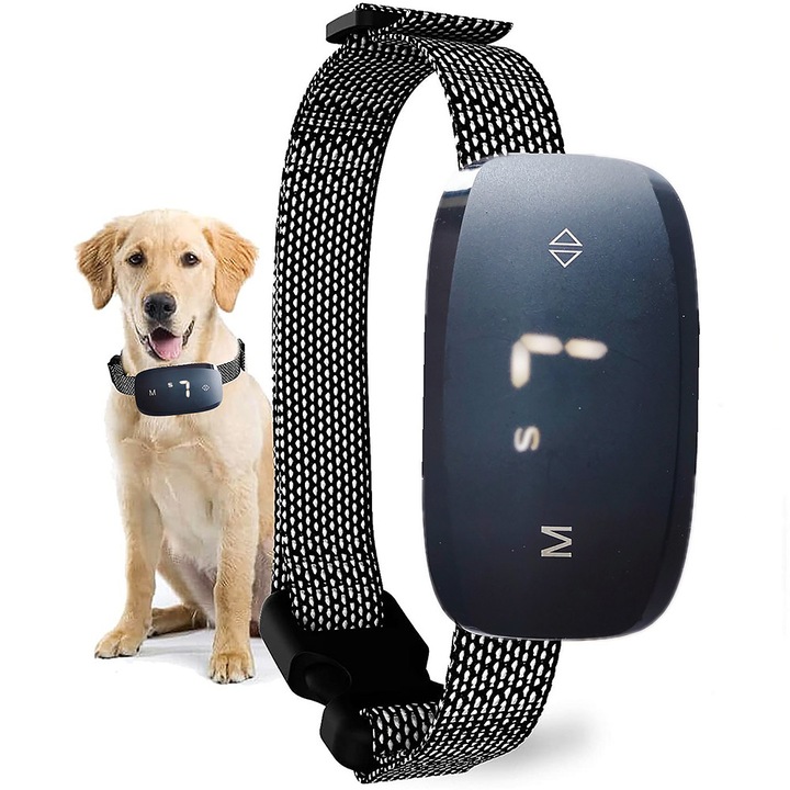 Zgarda Electrica Antilatrat pentru Caini, Noonedibs, Potrivita pentru Diferite Talii si Rase, Rezistenta la Apa si Praf, Reincarcabila, 7 Nivele de Intensitate, Moduri cu Sunet, Vibratii si Soc Static, Ajustabila pentru Dresaj Eficient, Negru