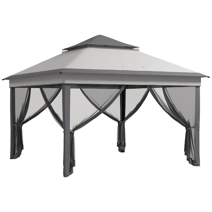 Összecsukható Sátor 3, 26x3, 26x2, 72 m, Állítható Magasság, Szúnyogháló Falak, Szürke