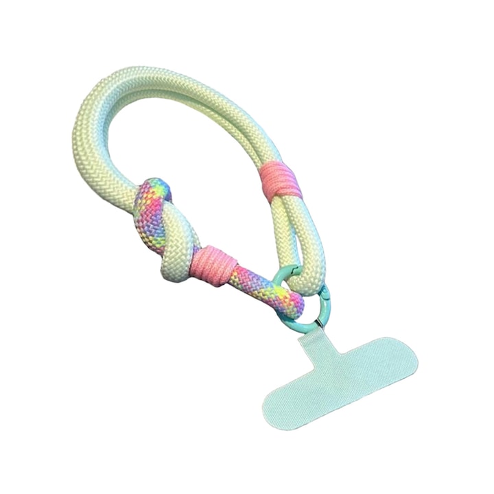 Snur universal pentru telefon, Reglabil, Practic si rezistent, Impletit colorat, Verde