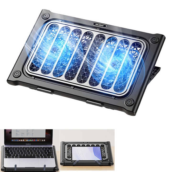 Cooler laptop, 10-17", 2 ventilatoare, USBx2, negru