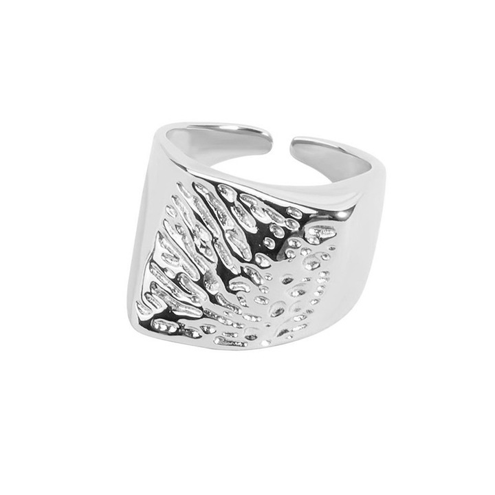 Inel geometric ajustabil din aliaj de cupru, design inspirat din arhitectura sacra, pentru barbati