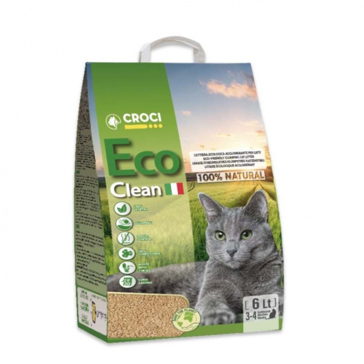 Absorbant natural pentru pisici, Eco Clean, 6l