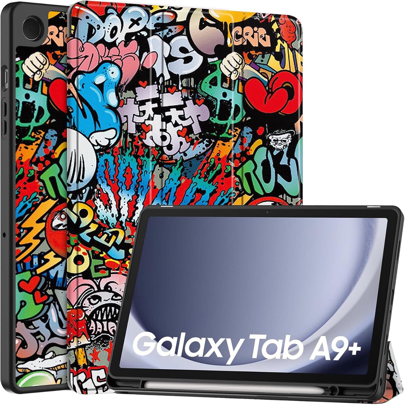 Husa protectie tableta, AYSTOAYS®, Compatibila cu Samsung Galaxy Tab A9 Plus 11", Rosu/Negru