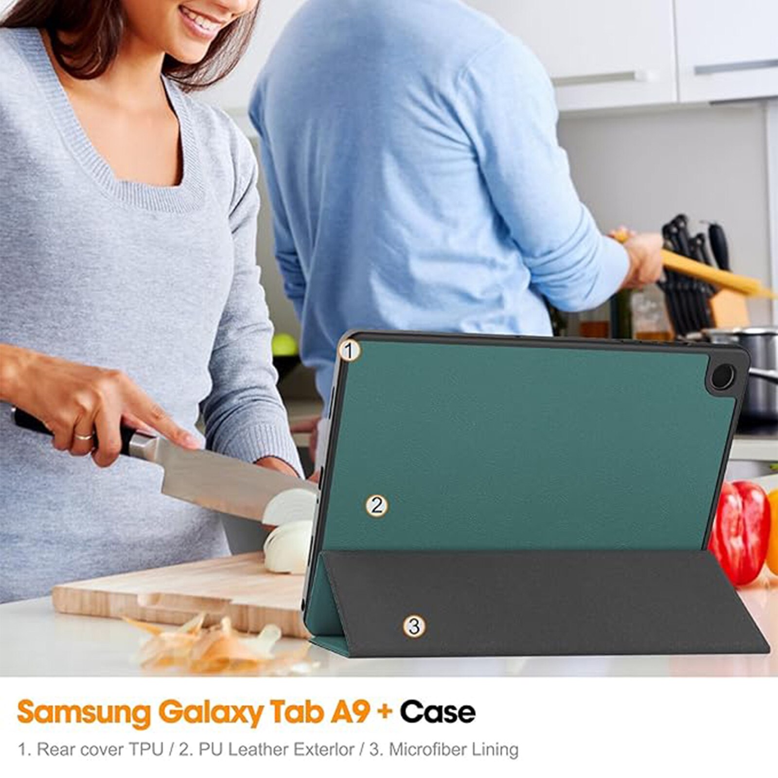 Husa protectie tableta, AYSTOAYS®, Compatibila cu Samsung Galaxy Tab A9 Plus 11", Verde