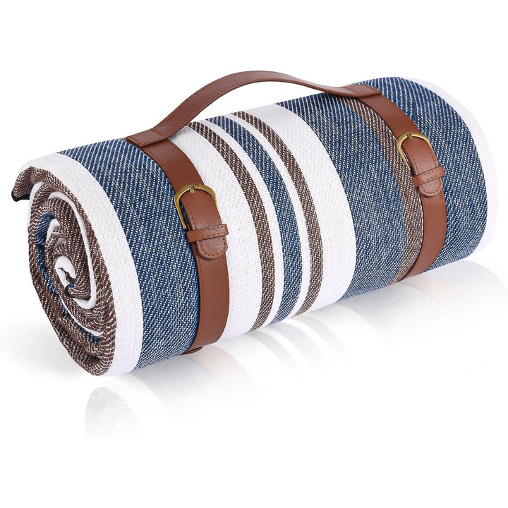 Одеяло за пикник, 200x200 см, за 6-8 души, водоустойчиво, сгъваемо, чудесно за къмпинг, плаж, семейни пикници, многоцветно