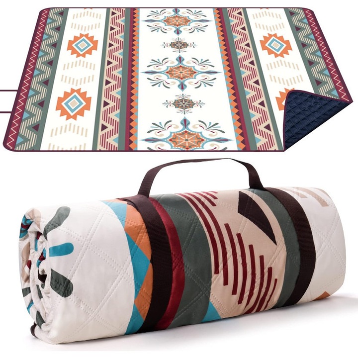 Одеяло за пикник, водоустойчиво с дръжка, 150x200 см, за 4-5 души, чудесно за къмпинг, плаж, семейни пикници, зелено