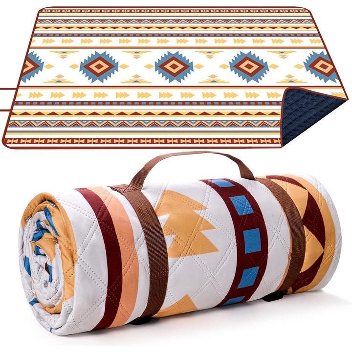 Одеяло за пикник, водоустойчиво с дръжка, 150x200 см, за 4-5 души, чудесно за къмпинг, плаж, семейни пикници, жълто