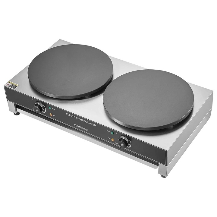 Машина за палачинки и гофрети, неръждаема стомана, комплект от 2, стабилна конструкция, контрол на температурата