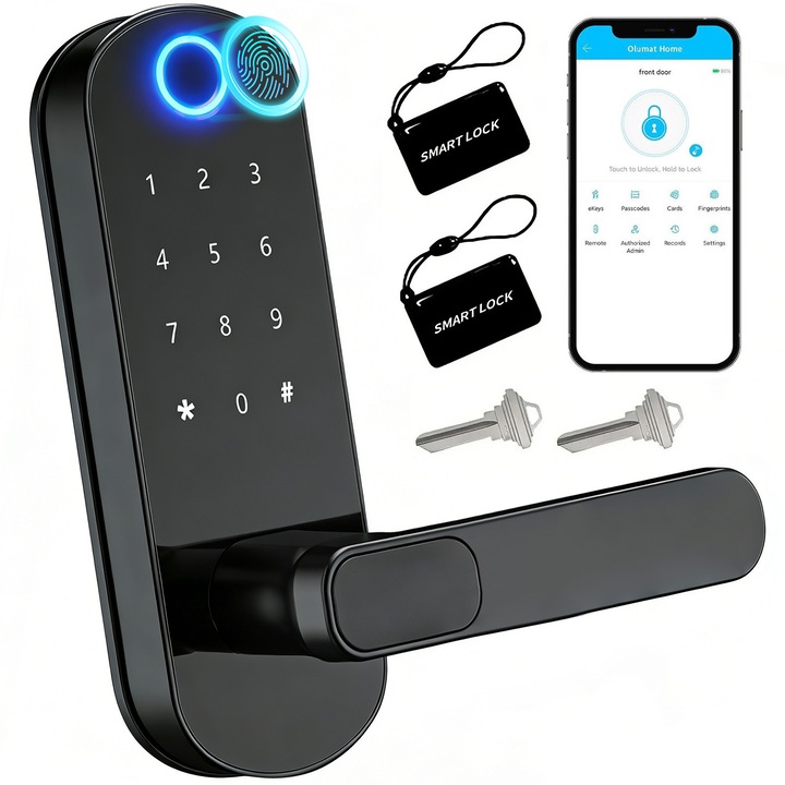 Incuietoare Inteligenta Smart, BYONDSELF®, Inchidere Digitala a Usii, Control Biologic Amprenta Digitala, Potrivit pentru Utilizare In Dormitoare, Vestiare, Birouri, Negru