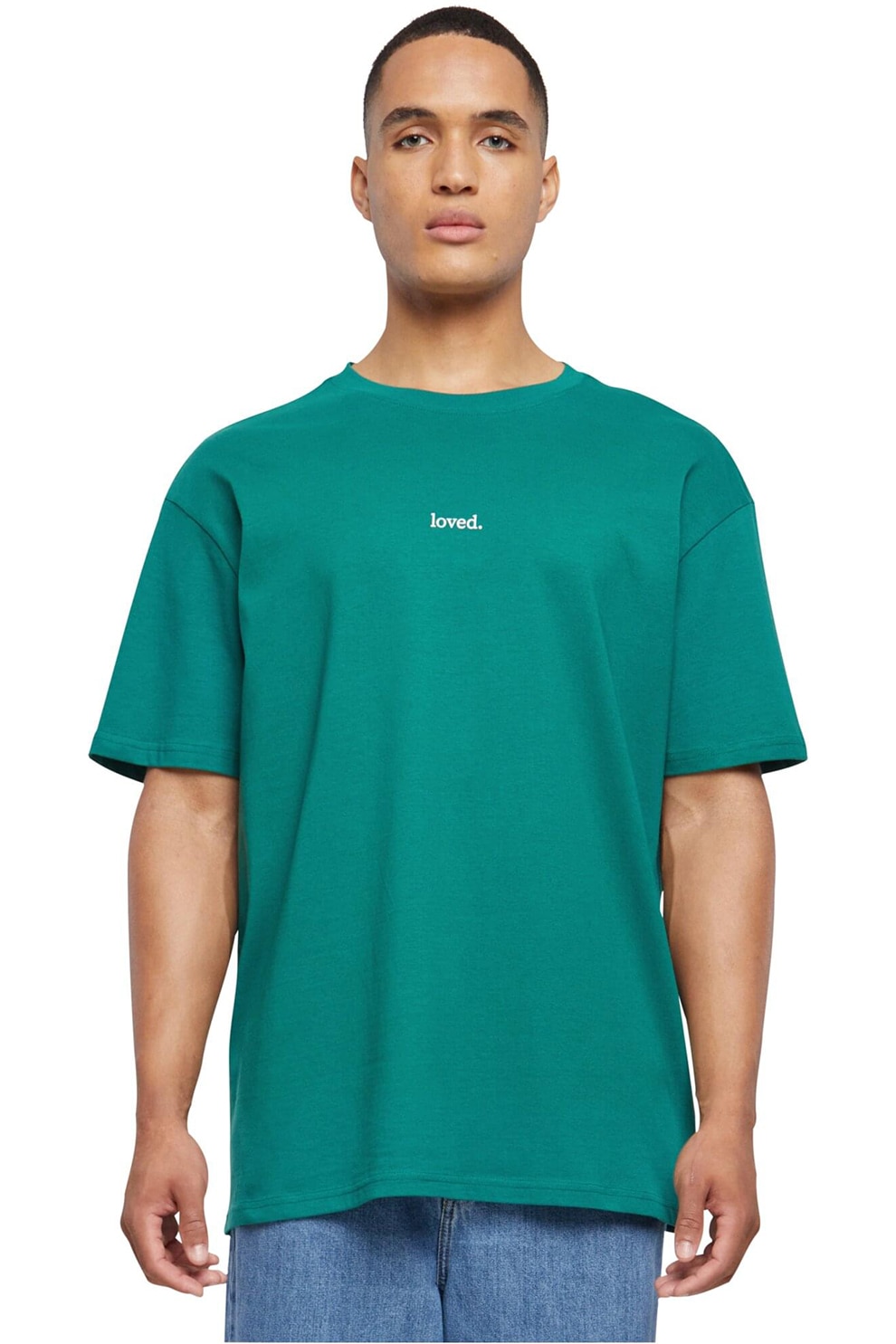 Merchcode, Tricou uni cu decolteu la baza gatului, Verde persan, XS