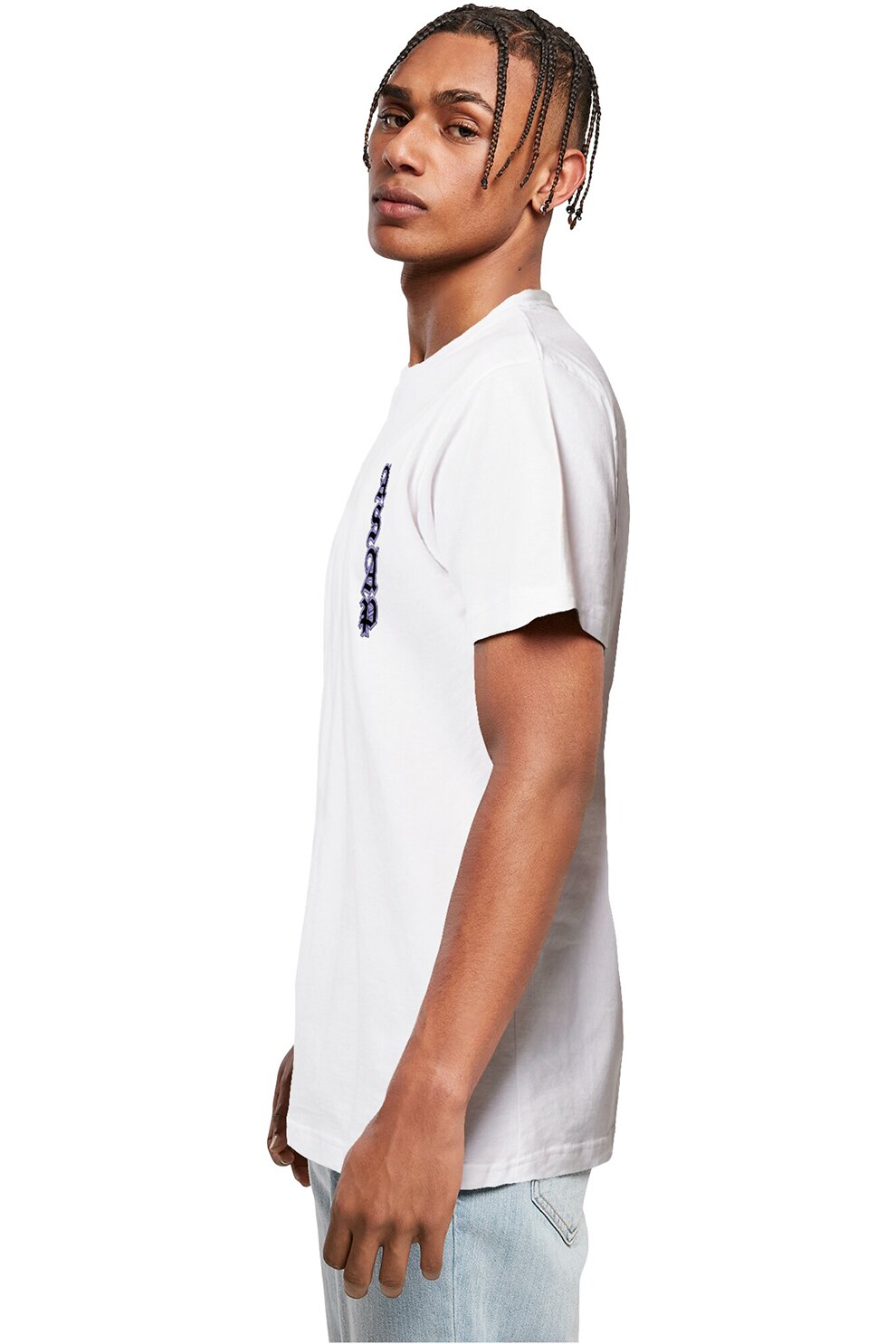 Mister tee, Tricou din bumbac cu detaliu text, Alb, Negru, Albastru lavanda, M
