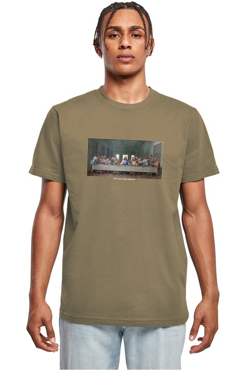 Mister tee, Tricou de bumbac cu imprimeu foto, Maro inchis