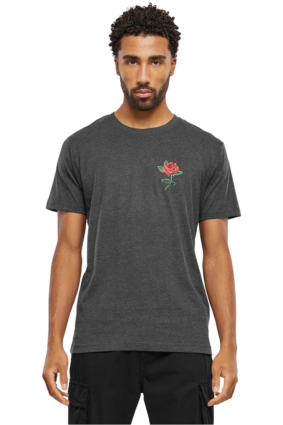 Mister tee, Tricou de bumbac cu imprimeu pe piept, Corai, Gri antracit, S