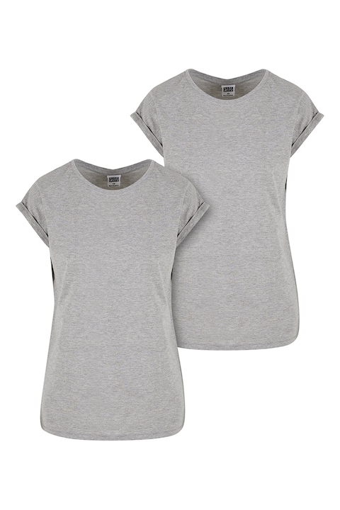 Urban Classics, Set de tricouri cu decolteu rotund - 2 piese, Gri cenusiu