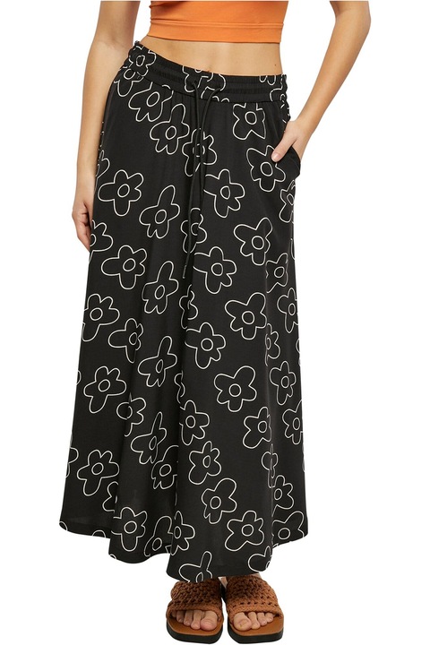 Urban Classics, Fusta maxi cu snur, Negru/Galben pal