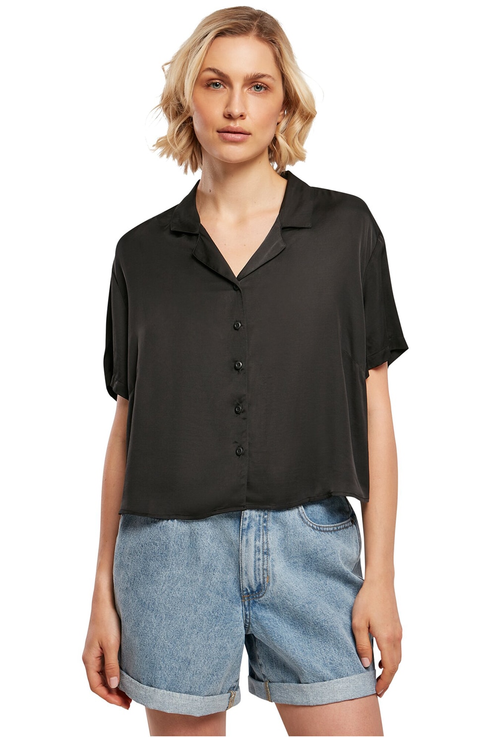 Urban Classics, Camasa lejera cu maneci scurte, Negru, S