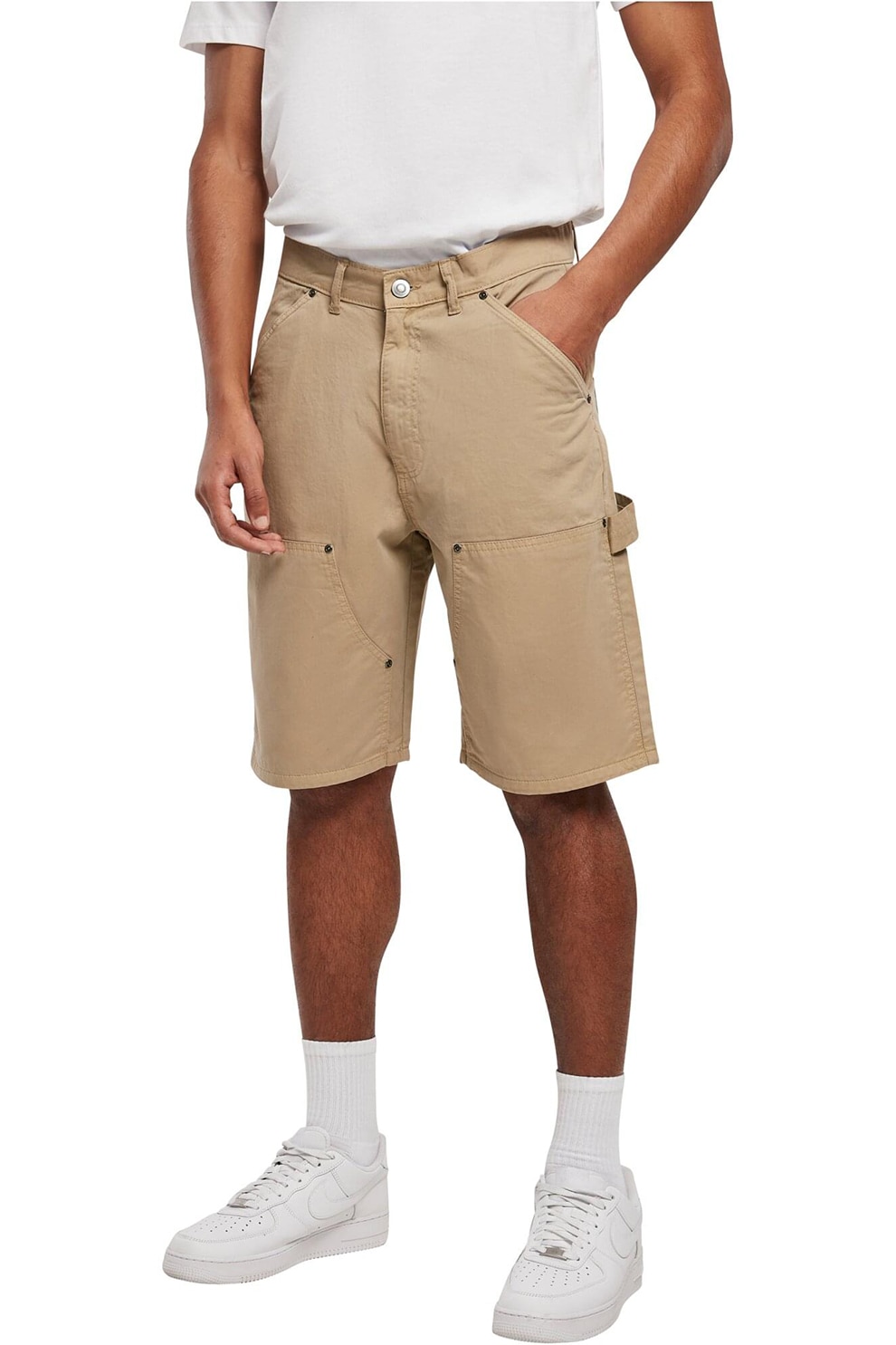 Urban Classics, Blugi-bermude cu buzunare oblice, Bej inchis, 32