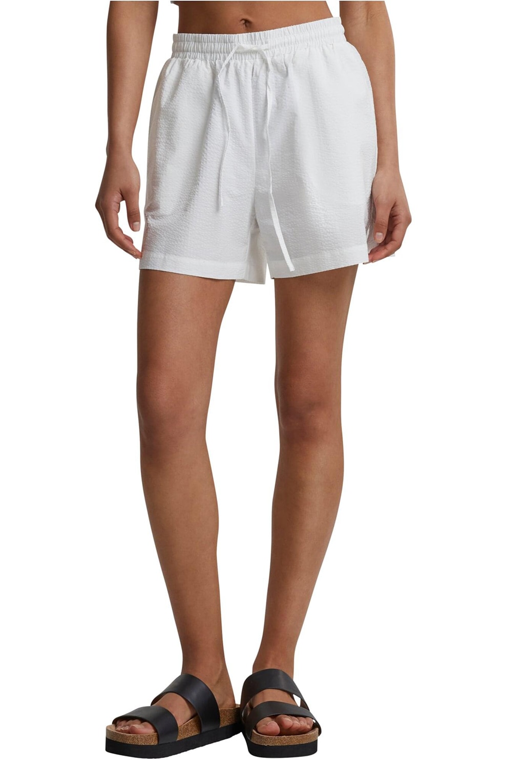 Urban Classics, Pantaloni scurti cu snur in talie, Alb, XL