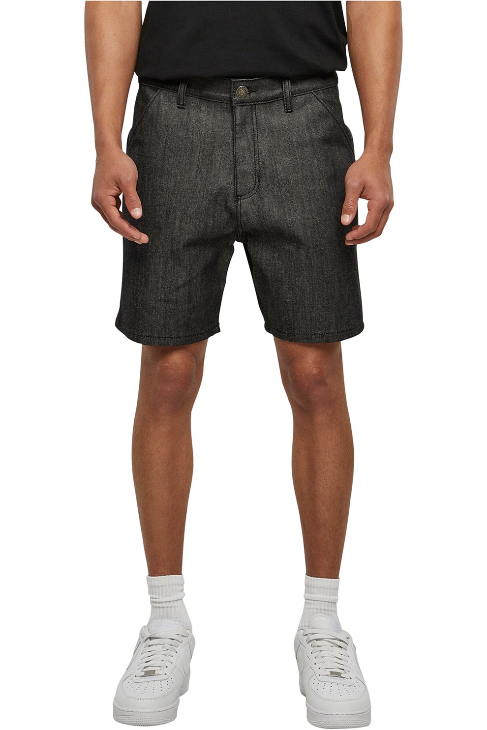 Urban Classics, Blugi scurti din denim, Negru stins, 30