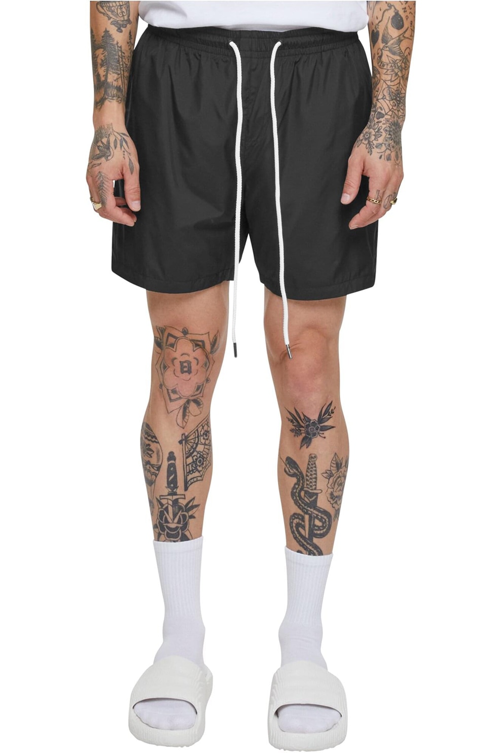 Urban Classics, Pantaloni scurti cu snururi, Negru, S