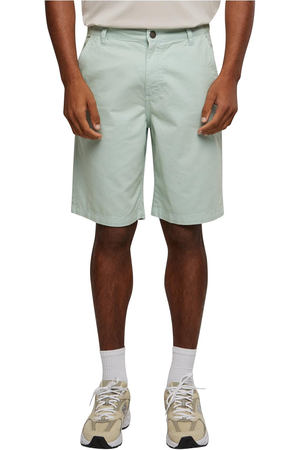 Urban Classics, Blugi-bermude din bumbac organic cu croiala dreapta, Verde menta, 38