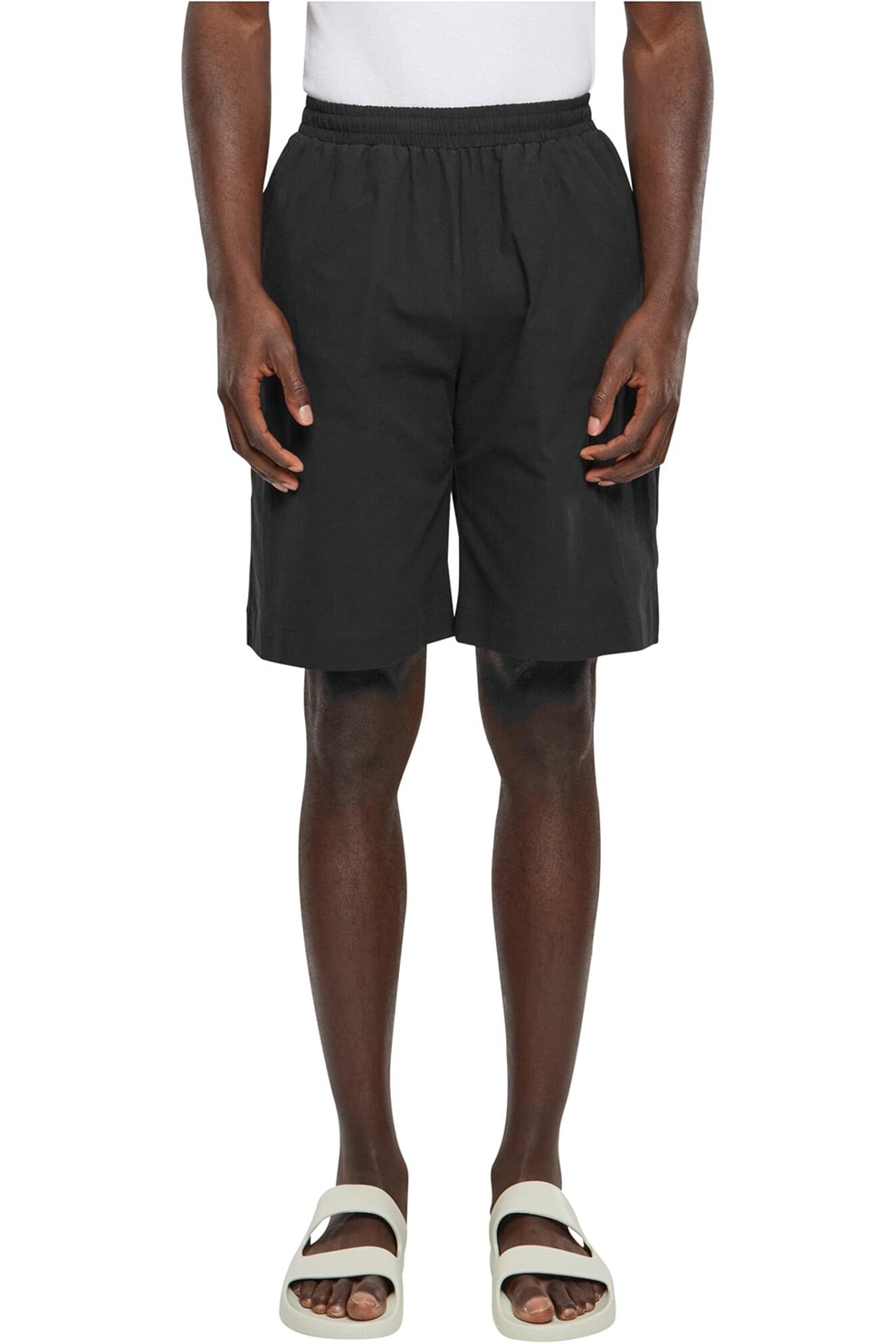 Urban Classics, Pantaloni scurti din bumbac cu buzunare laterale, Negru, L