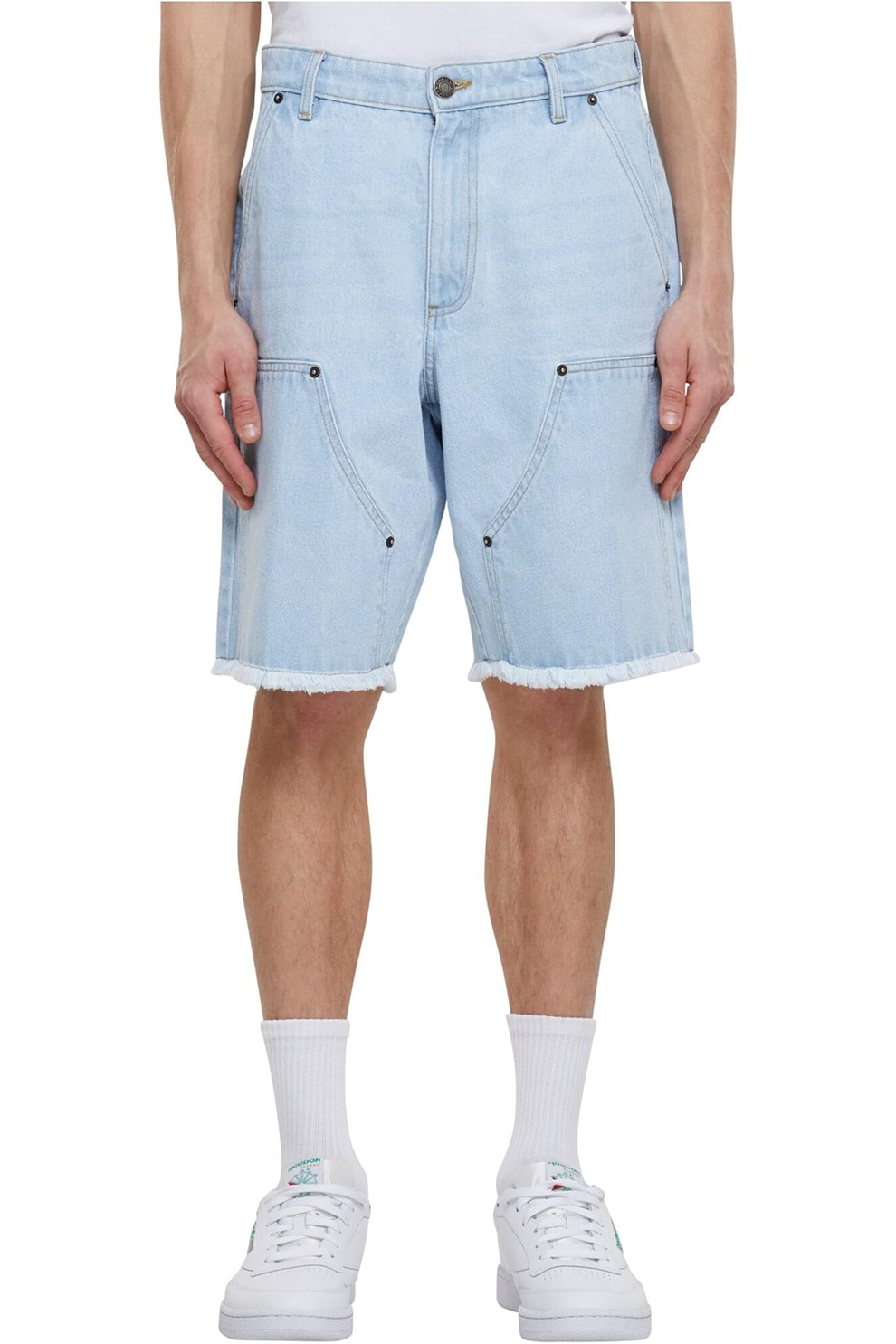 Urban Classics, Pantaloni scurti din denim cu terminatii nefinisate, Albastru glaciar, 30