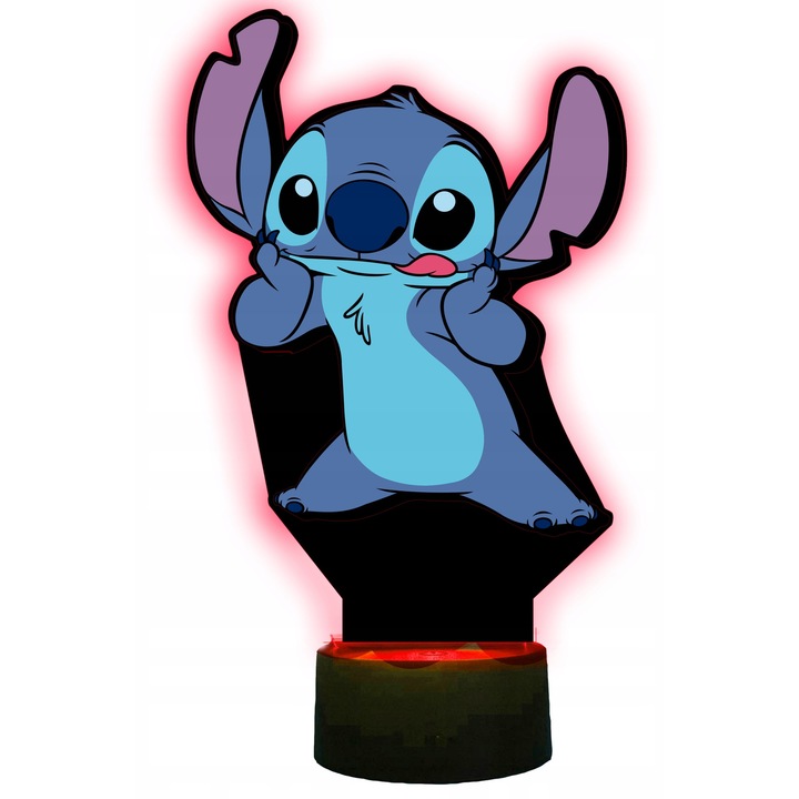 Lampa de noapte 3D Lilo si Stitch – FOTOROB Proiector LED cu telecomanda UV, Design original, Cadou ideal pentru copii