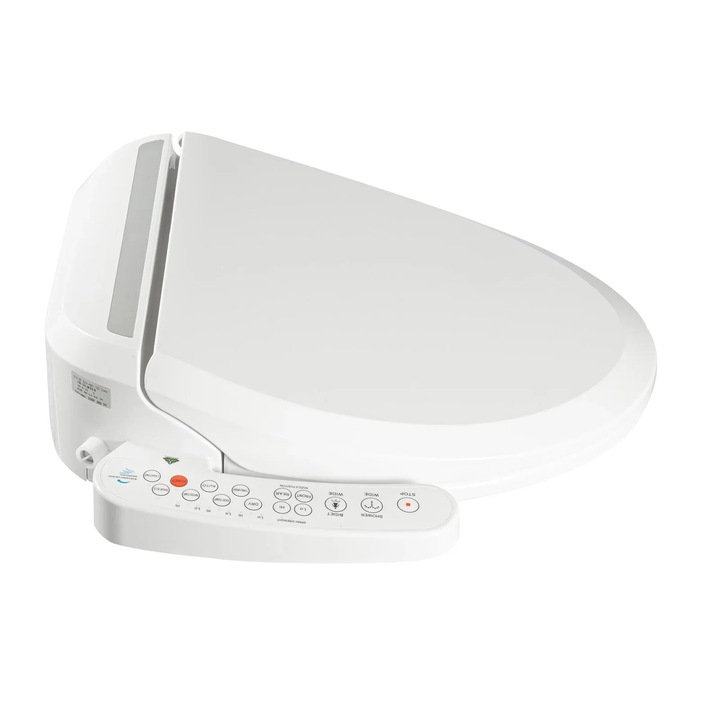 Intelligens WC-fedél sterilizálás, 220 V-os EU csatlakozó, automatikus ülésfűtés, meleg levegős szárítás, tisztító bidé, fehér