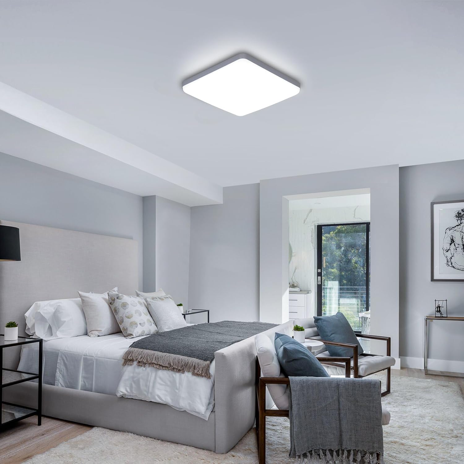 Plafoniera LED, Toolight, Moderna, 36W, Alb, Plastic, Patrata, 6500K ...