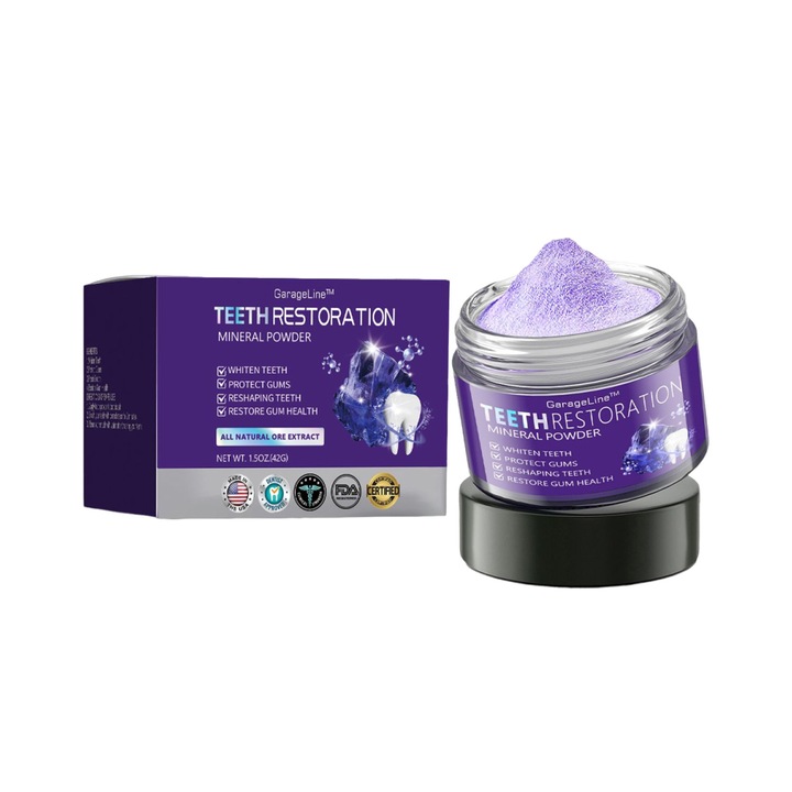 Минерален прах за зъбни ремонти, прах за възстановяване на зъби, зъбен прах против обезцветяване, прах за избелване на зъби, минерален прах за зъби, ефективен за укрепване на зъбите и венците, свеж дъх 42 г