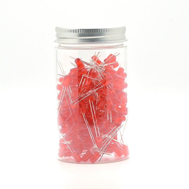 Set 200 x Dioda LED 5mm Rasarit, rosu, pentru proiecte DIY, 18mm