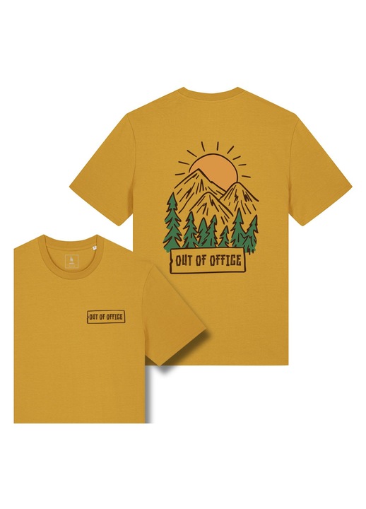 Tricou unisex Empath, model Out of office, 100% bumbac organic, Ochre, XXL