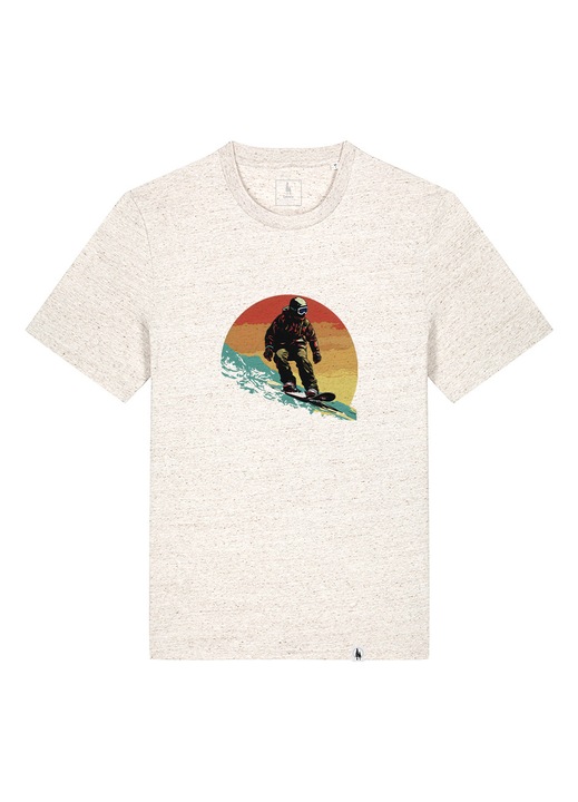 Tricou unisex, Snowboarder, Bej melange