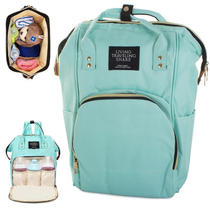 Чанта-раница-органайзер 3 в 1 за бебешки пелени, Мами и Деца, закачаща се за дръжката на количката, 39x24x19 см