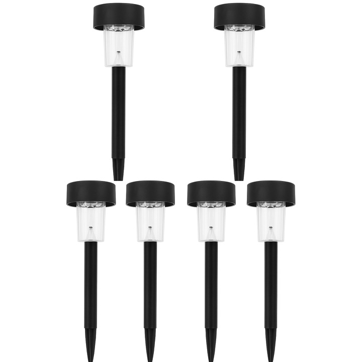 Set 6 Lampi Solare de Gradina, Negru, 36cm, LED, Exterior, Rezistente, Economice