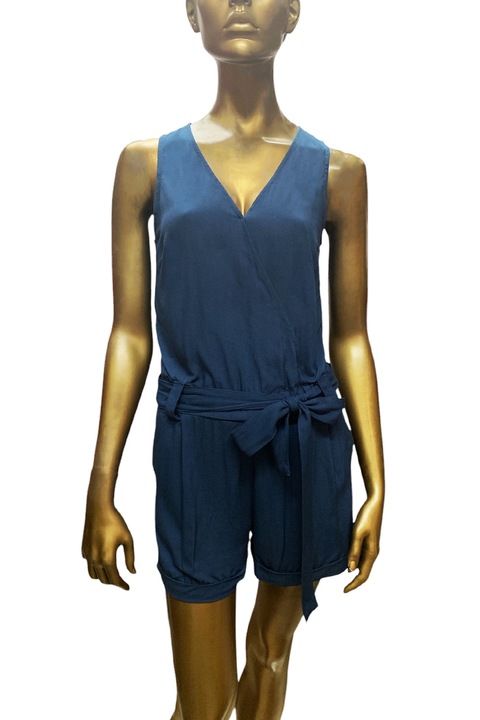 Női overál ETAM PJ Victoire, Rövidnadrág, Széles pántok, V-nyakú, Két zseb, Kék